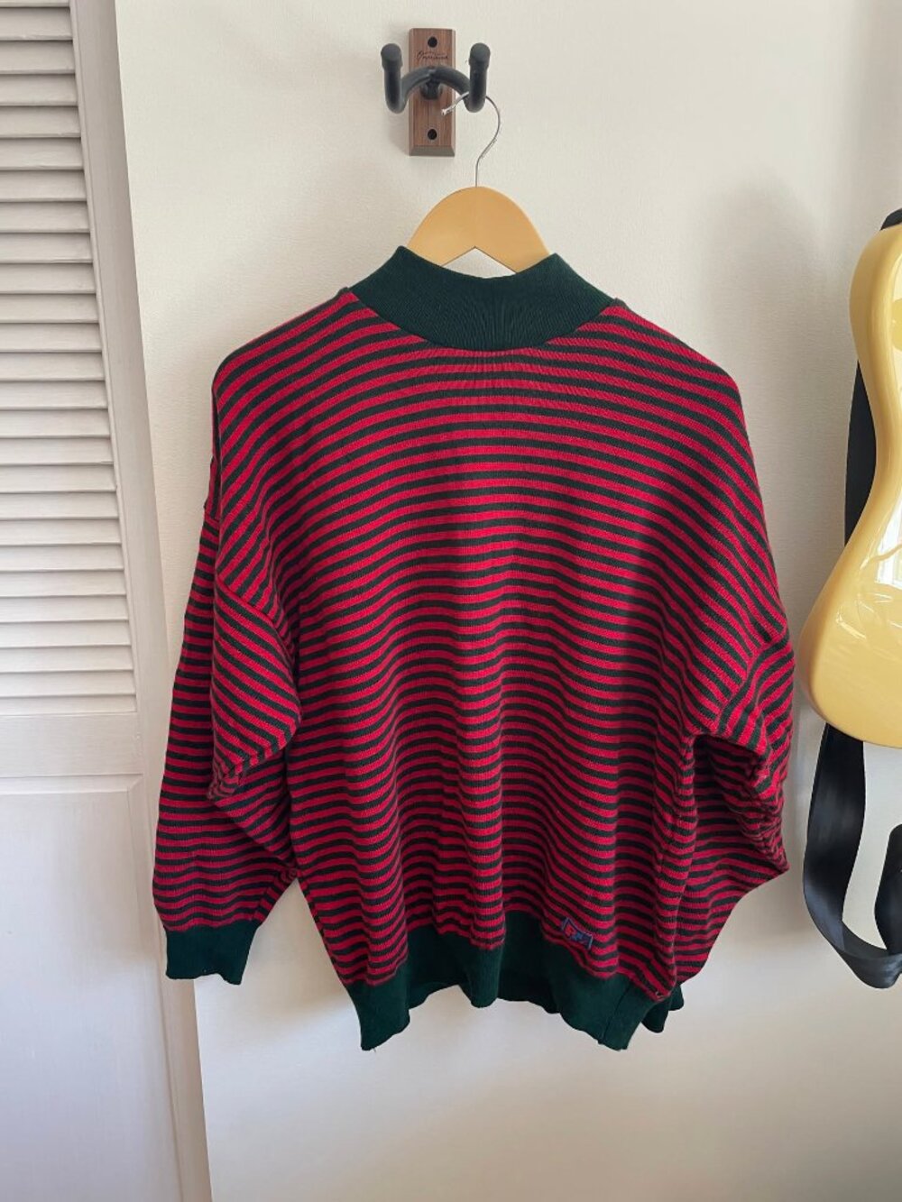 Vintage Red and Green Mock Neck Sweater